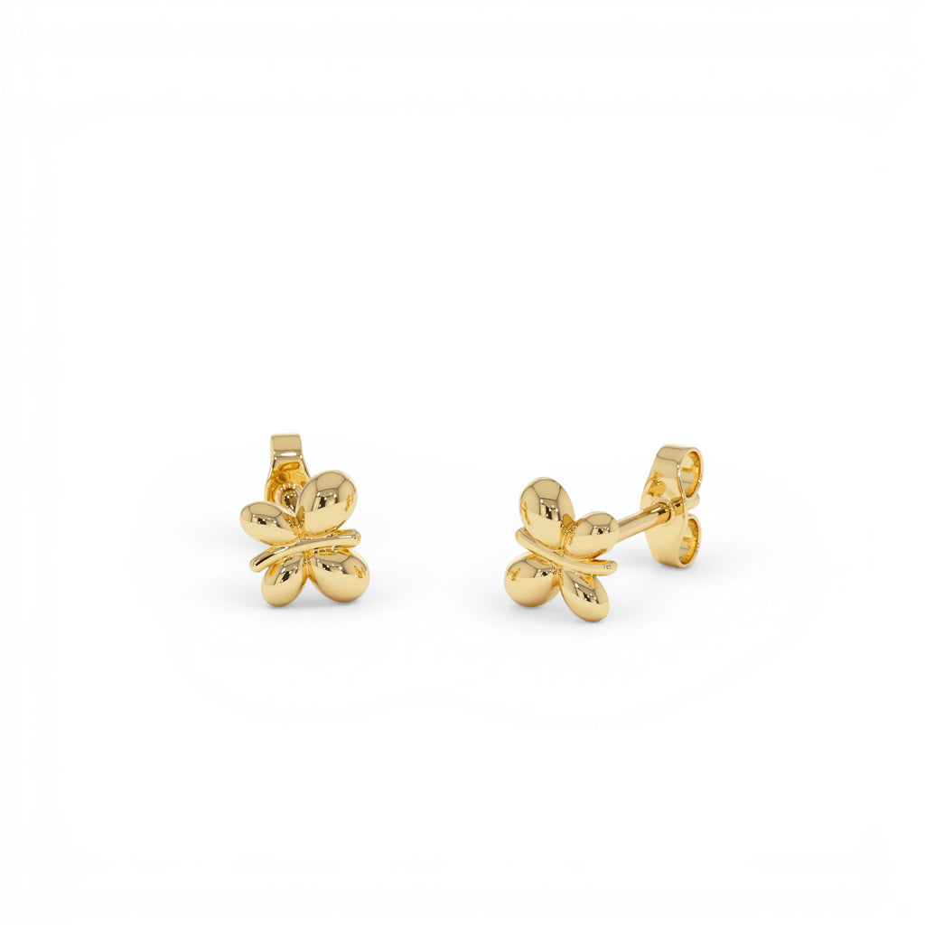 14K Gold Bubble Butterfly Stud Earrings - view 4