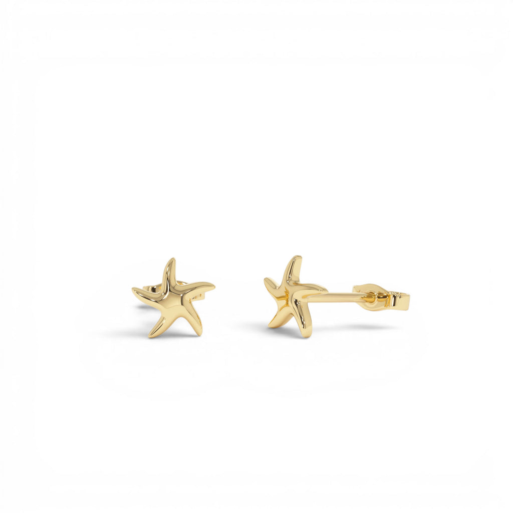 14K Gold Starfish Stud Earrings by Orlina Fine