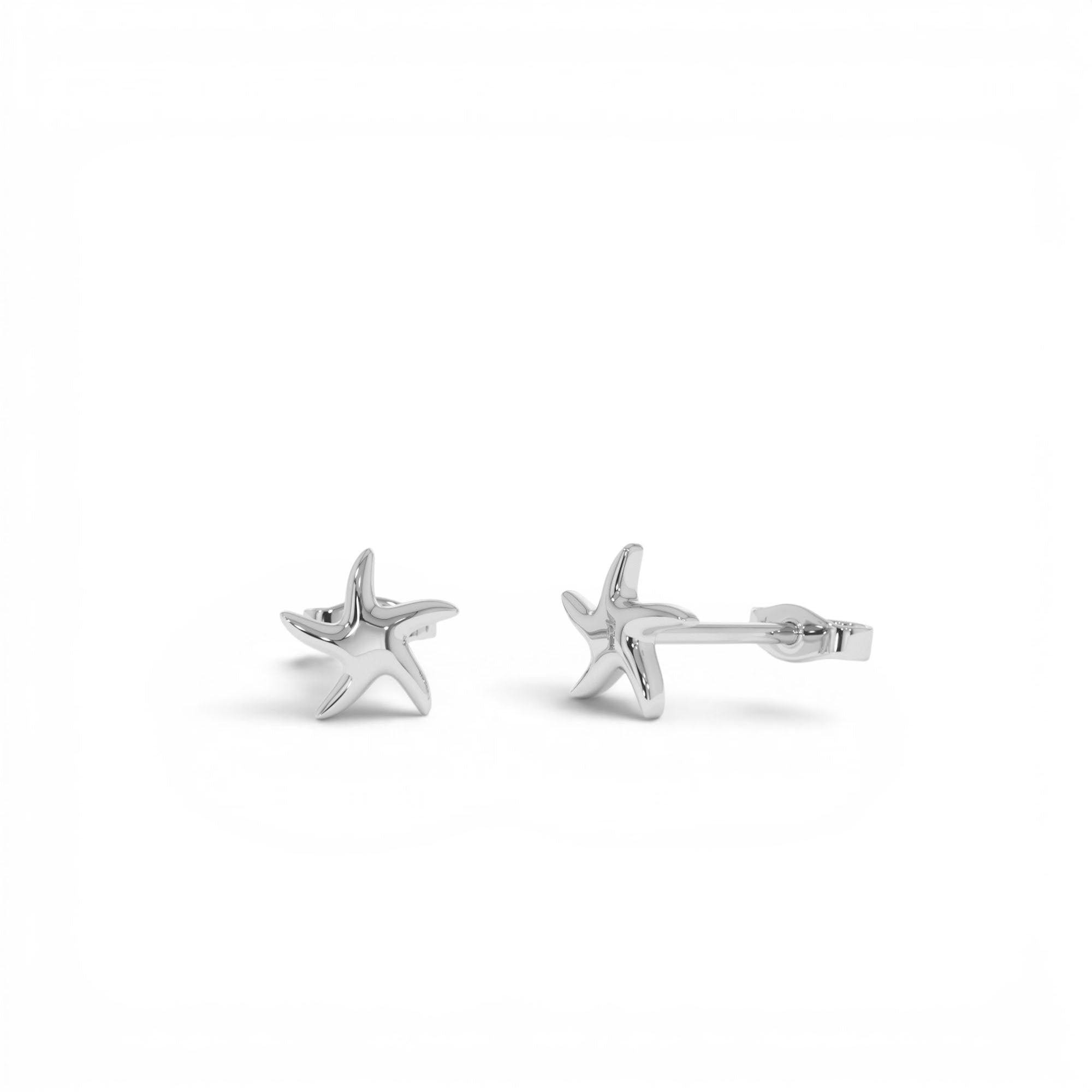 14K Gold Starfish Stud Earrings - view 3