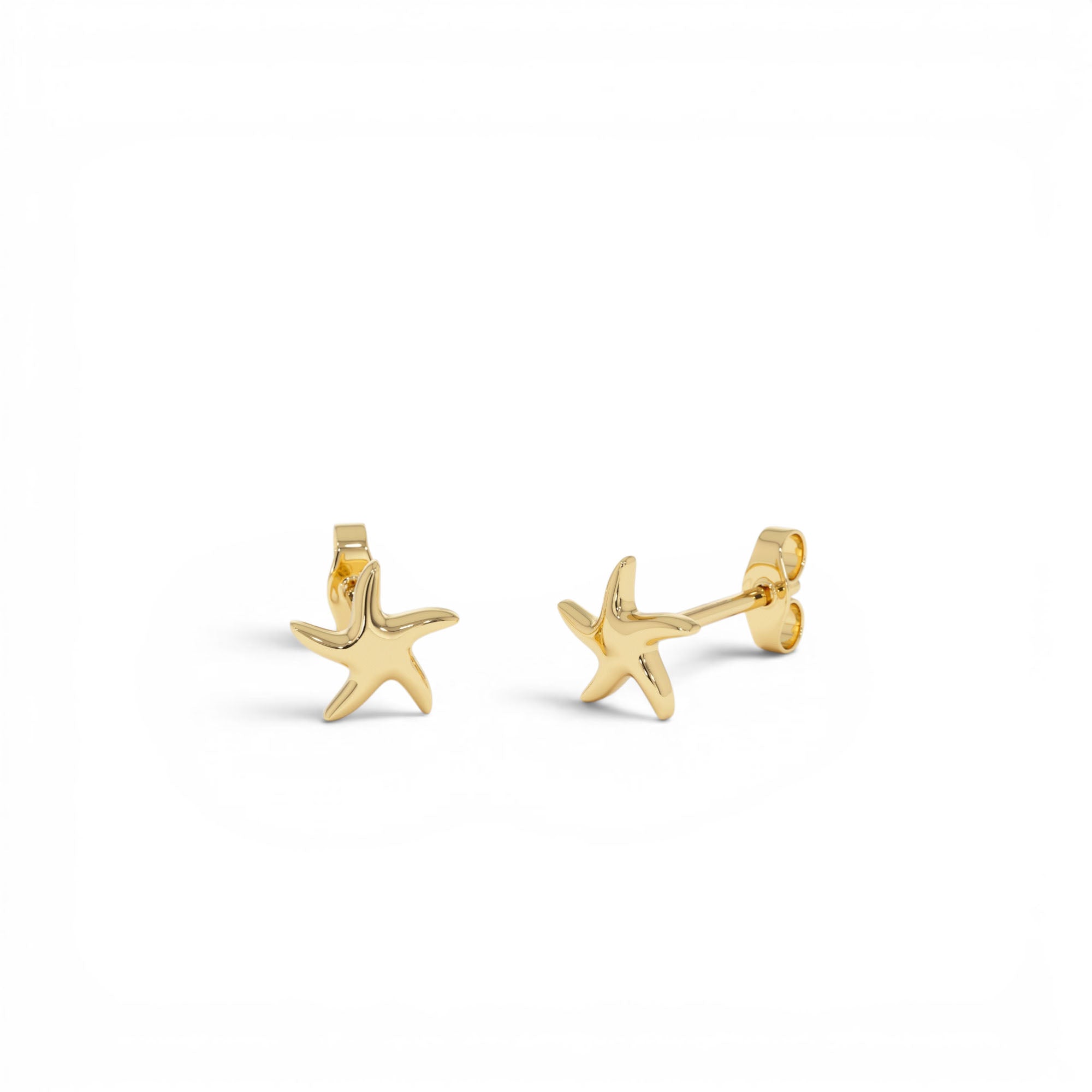 14K Gold Starfish Stud Earrings - view 4