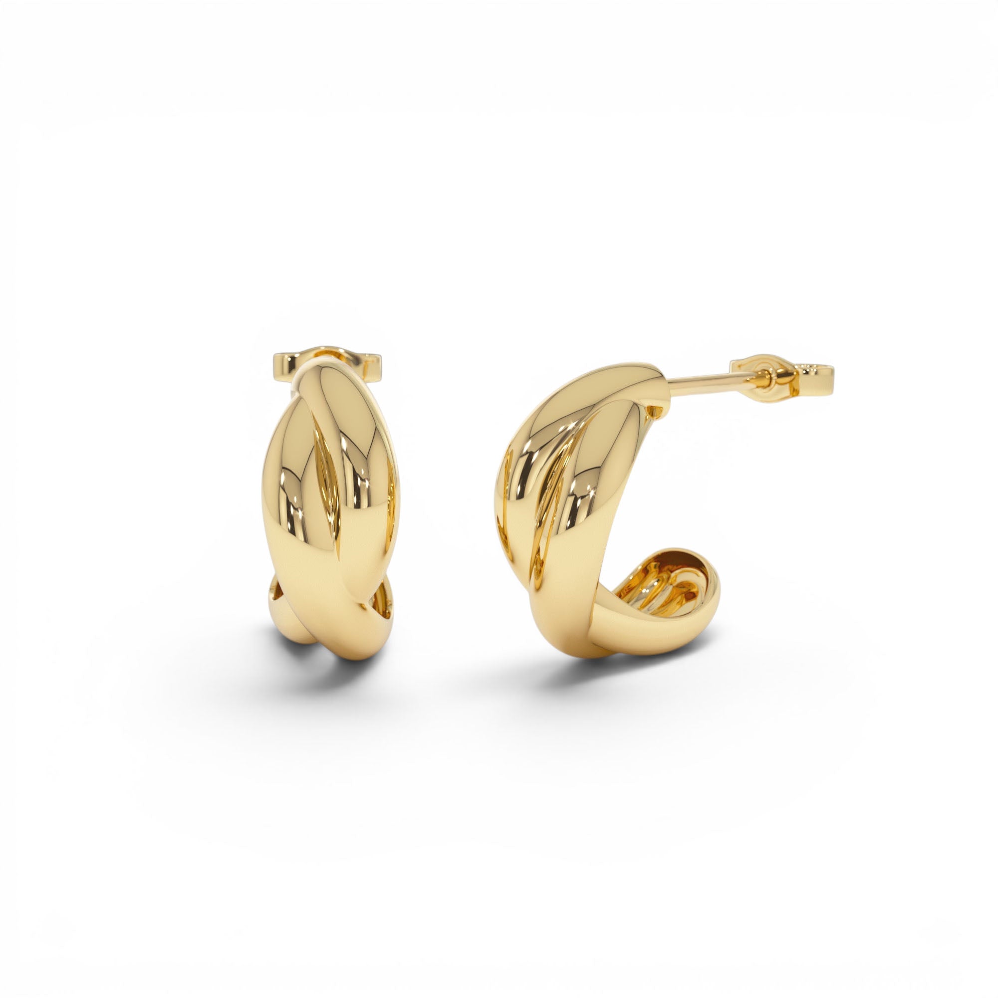 14K Gold Chunky Twisted Hoop Earrings by Orlina Fine