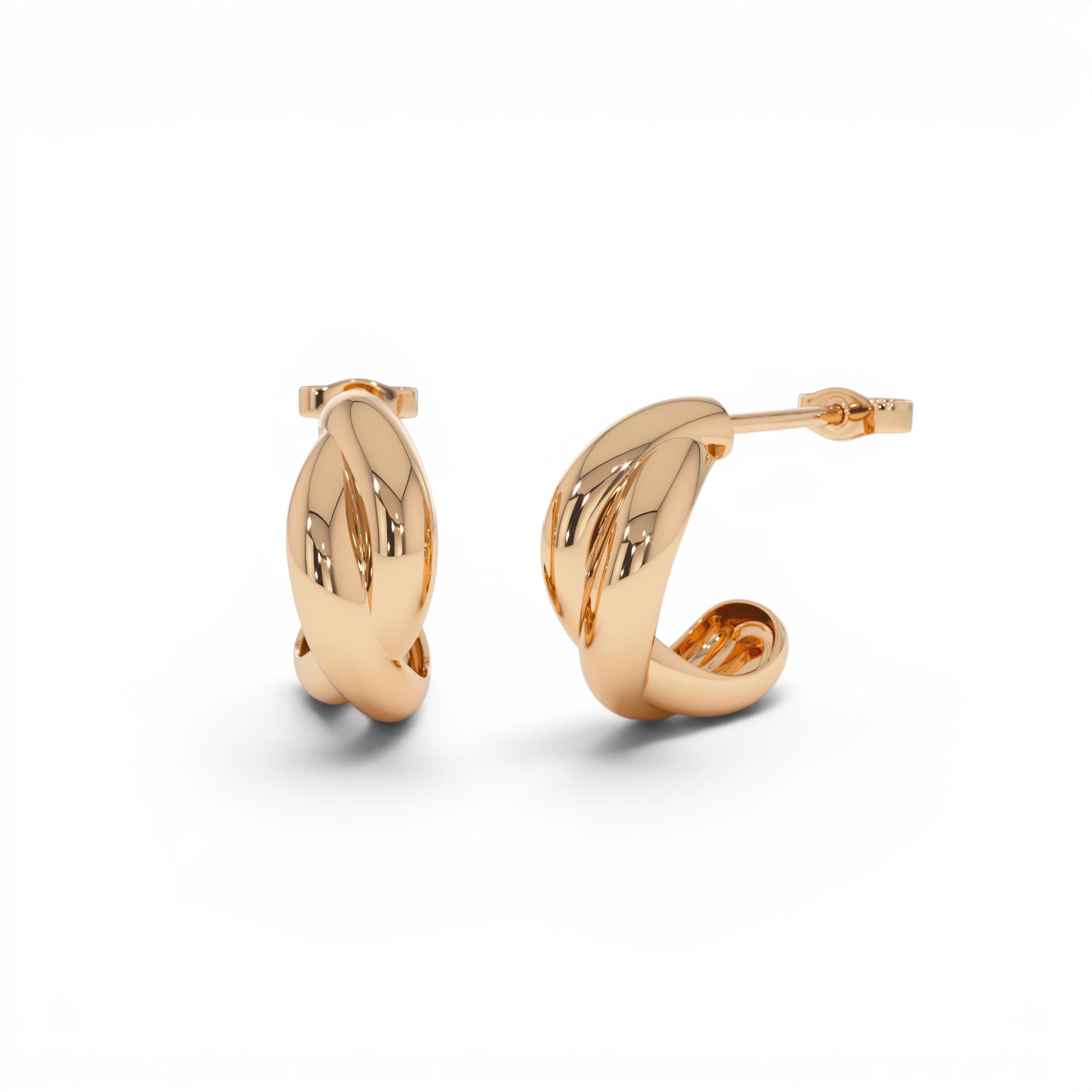14K Gold Chunky Twisted Hoop Earrings - view 3