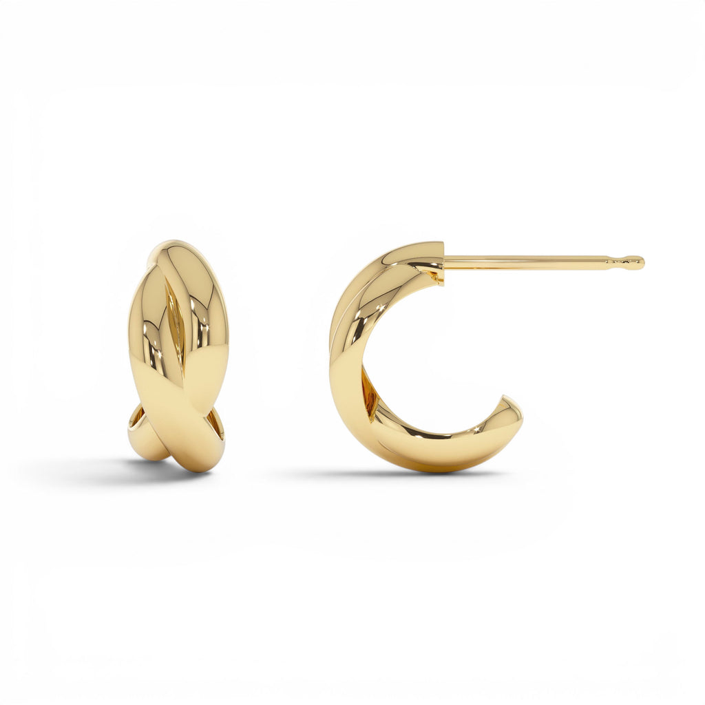 14K Gold Chunky Twisted Hoop Earrings - view 4