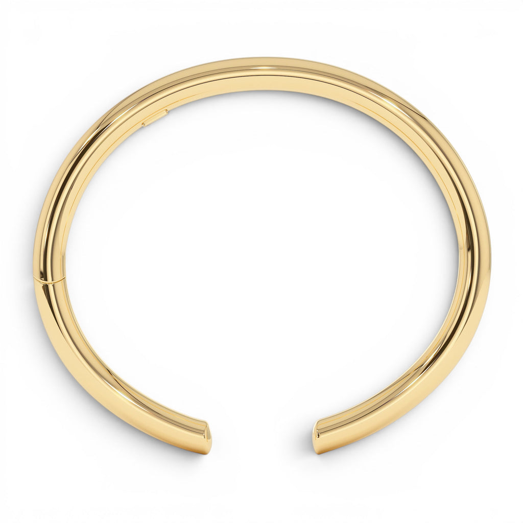 14K Gold 5MM Thick Open Cuff Bangle Bracelet - view 3