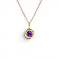 14K Prong Setting Round Amethyst Charm Necklace by Orlina Fine