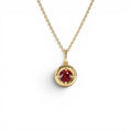 14K Prong Setting Round Garnet Charm Necklace by Orlina Fine