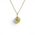 14K Prong Setting Round Peridot Charm Necklace by Orlina Fine