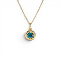14K Prong Setting Round London Blue Charm Necklace by Orlina Fine