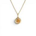 14K Prong Setting Round Citrine Charm Necklace by Orlina Fine