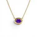 14K Prong Setting Oval Shaped Amethyst Necklace by Orlina Fine