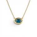 14K Prong Setting Oval Shaped London Blue Topaz Necklace by Orlina Fine
