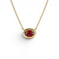14K Prong Setting Oval Shaped Garnet Necklace by Orlina Fine