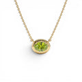 14K Prong Setting Oval Shaped Peridot Necklace by Orlina Fine