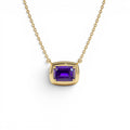 14K Prong Setting Emerald Cut Amethyst Necklace by Orlina Fine