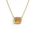 14K Prong Setting Emerald Cut Citrine Necklace by Orlina Fine
