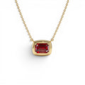 14K Prong Setting Emerald Cut Garnet Necklace by Orlina Fine