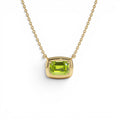 14K Prong Setting Emerald Cut Peridot Necklace by Orlina Fine