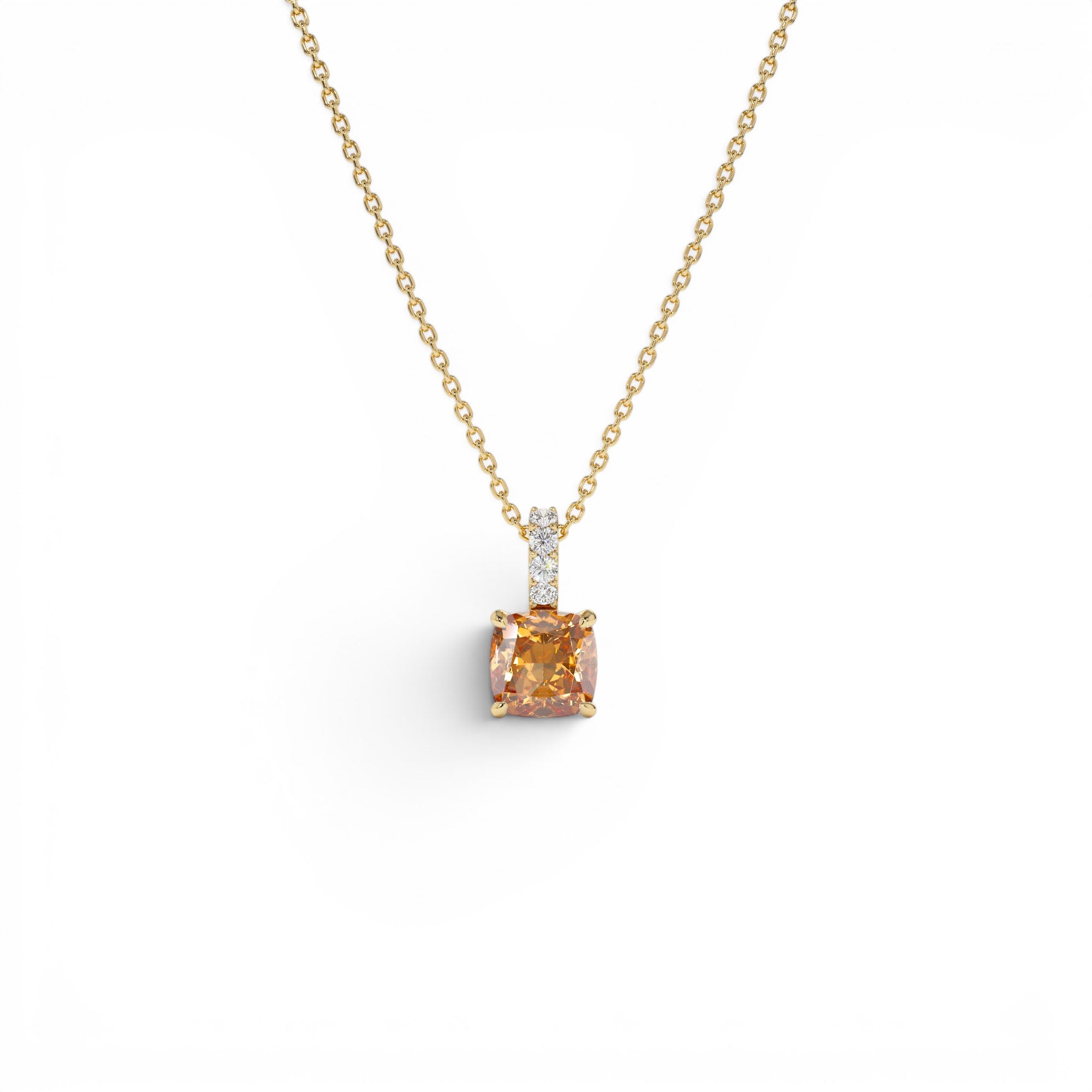 14K Cushion Cut Citrine with Diamond Bail by Orlina Fine
