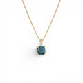 14K Cushion Cut London Blue Topaz with Diamond Bail by Orlina Fine