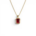 14K Emerald Cut Garnet Vertical Bezel Setting Pendant by Orlina Fine