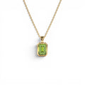 14K Emerald Cut Peridot Vertical Bezel Setting Pendant by Orlina Fine