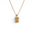 14K Emerald Cut Citrine Vertical Bezel Setting Pendant by Orlina Fine