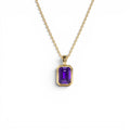 14K Emerald Cut Amethyst Vertical Bezel Setting Pendant by Orlina Fine
