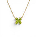14K Four Leaf Peridot Clover Necklace by Orlina Fine
