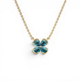 14K Four Leaf London Blue Topaz Clover Necklace by Orlina Fine