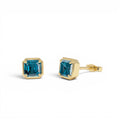 14K Asscher Cut London Blue Topaz Stud Earrings by Orlina Fine