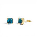 14K Asscher Cut London Blue Topaz Stud Earrings by Orlina Fine