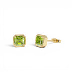 14K Asscher Cut Peridot Stud Earrings by Orlina Fine