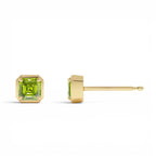 14K Asscher Cut Peridot Stud Earrings - view 2