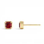 14K Asscher Cut Garnet Stud Earrings - view 2