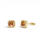 14K Asscher Cut Citrine Stud Earrings by Orlina Fine