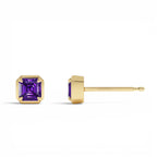 14K Asscher Cut Amethyst Stud Earrings - view 2