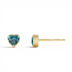 14K Heart Shaped London Blue Topaz Stud Earrings - view 2