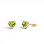 14K Heart Shaped Peridot Stud Earrings by Orlina Fine