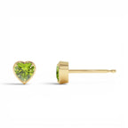 14K Heart Shaped Peridot Stud Earrings - view 2