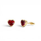 14K Heart Shaped Garnet Stud Earrings by Orlina Fine