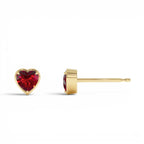 14K Heart Shaped Garnet Stud Earrings - view 2