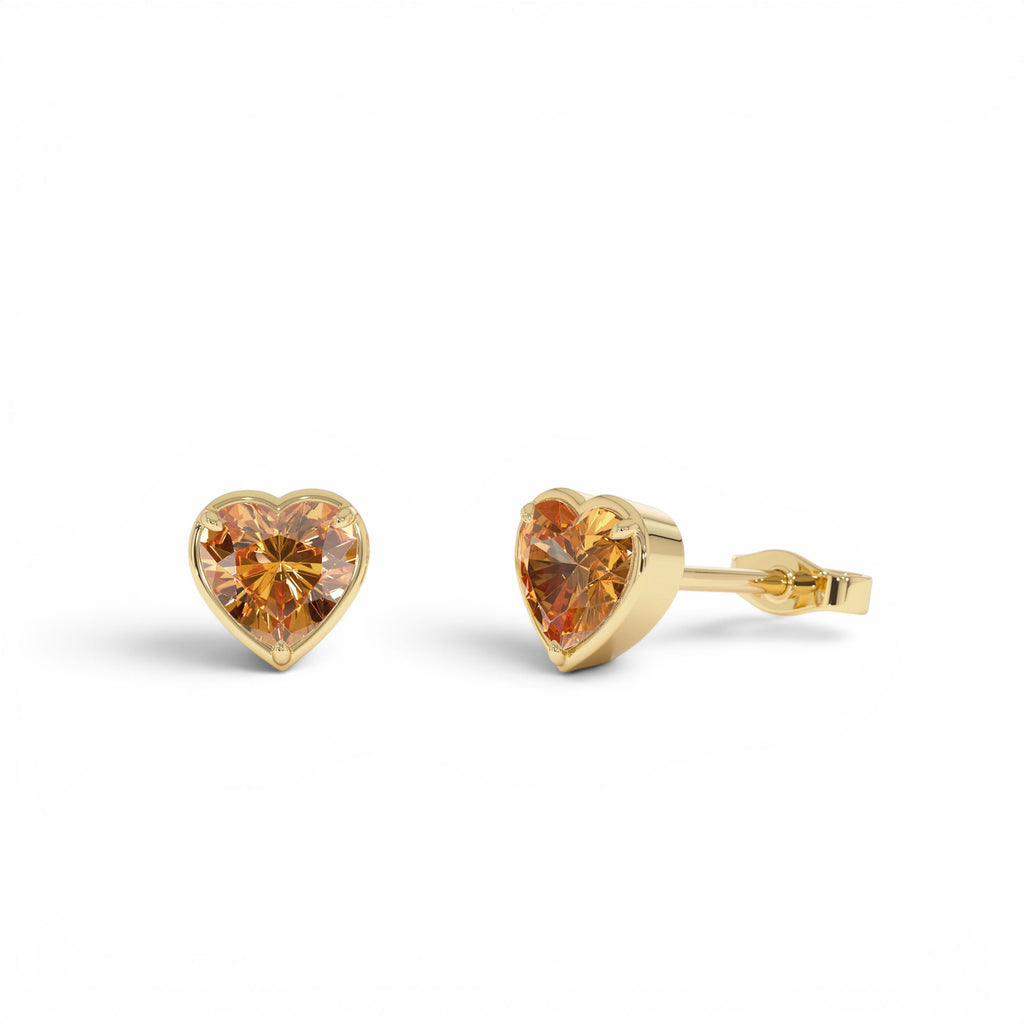 14K Heart Shaped Citrine Stud Earrings by Orlina Fine