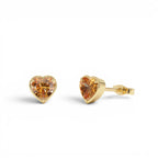 14K Heart Shaped Citrine Stud Earrings by Orlina Fine