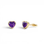 14K Heart Shaped Amethyst Stud Earrings by Orlina Fine