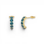 14K Prong Set London Blue Topaz Half Hoops by Orlina Fine