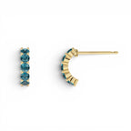 14K Prong Set London Blue Topaz Half Hoops - view 2