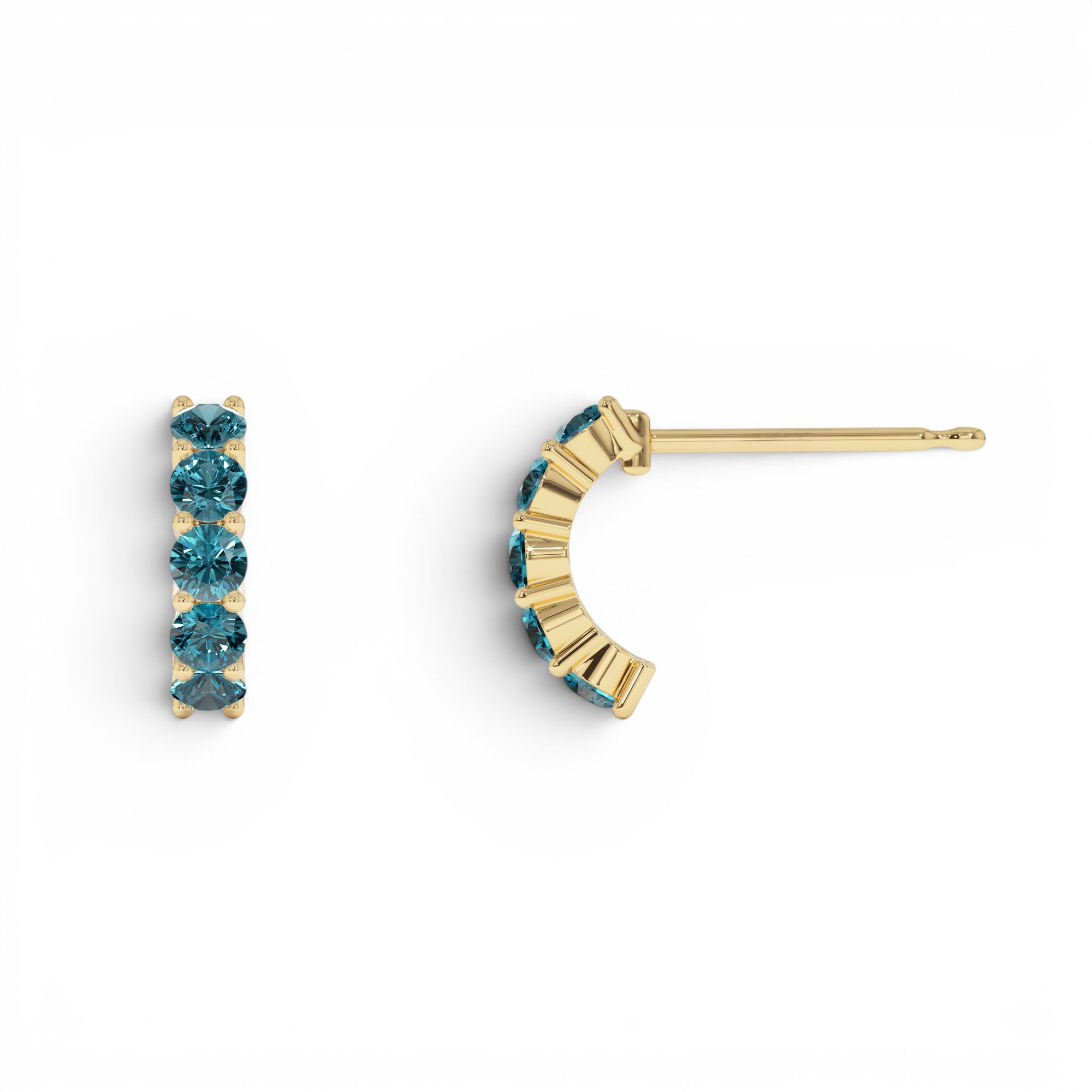 14K Prong Set London Blue Topaz Half Hoops - view 2