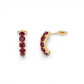14K Prong Set Garnet Half Hoops by Orlina Fine