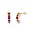 14K Prong Set Garnet Half Hoops by Orlina Fine
