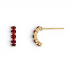 14K Prong Set Garnet Half Hoops - view 2